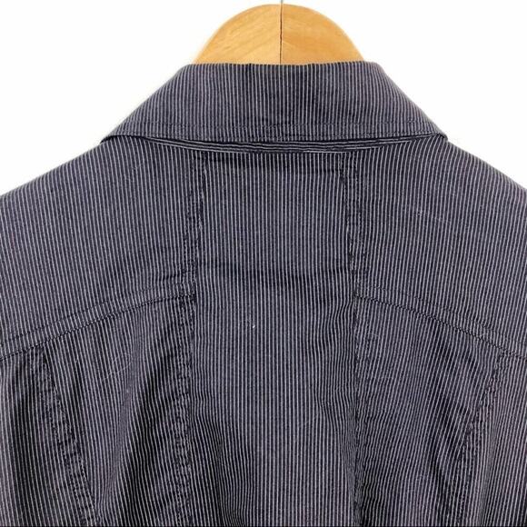 Lauren Vidal Purple Asymmetrical Striped Full Zip Lagenlook Minimalist Jacket M - Picture 14 of 16